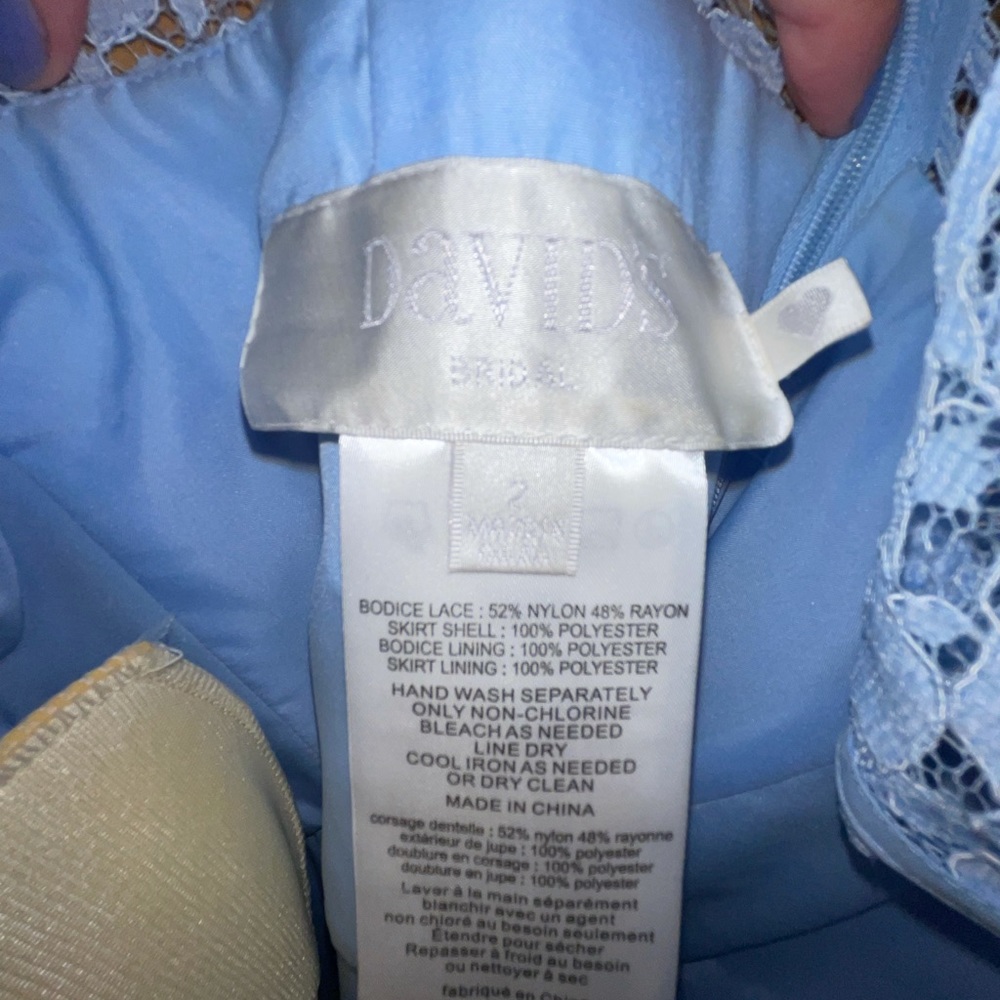 Baby blue David’s bridal gown, size 2 - Picture 2 of 3